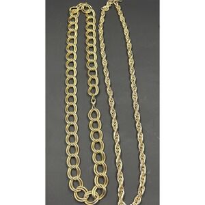 Lot Of 2 Vintage Estate Goldtone Necklace Chunky Chains Statement